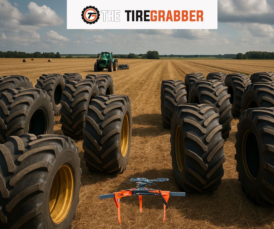 Rows of rubber, ready to roll.
Whether you're swapping, storing, or staging — The TireGrabber makes handling large ag tires safer and faster.
Because your time belongs in the field, not wrestling with rubber.
 #TireGrabber #TractorTires #FarmSmart #AgSolutions #FieldReady