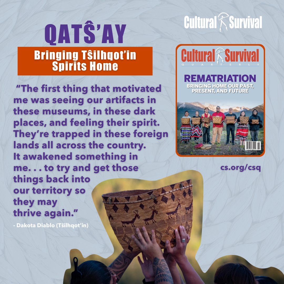 CSORG's tweet photo. Indigenous communities in western Canada are reclaiming ancestral belongings and returning the spirits of their ancestors to the communities where they once lived. Read about the #Rematriation struggles of the Tŝilhqot’in Peoples in our latest #CSQ issue.
https://t.co/B0NjSPFJb3 https://t.co/RdSIfRCeNO