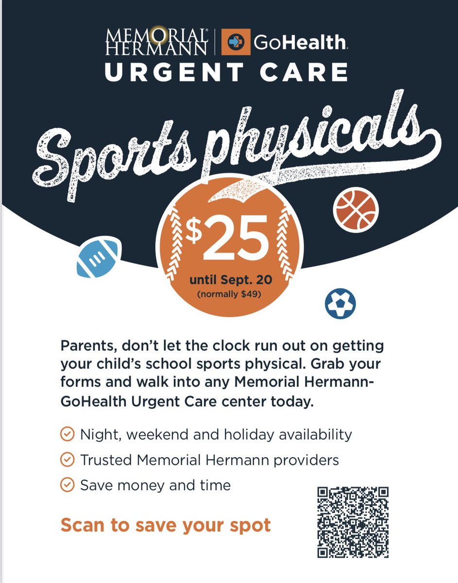 Great opportunity if you’re still looking to get a physical before season starts!