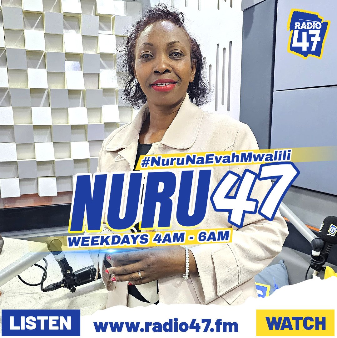 Radio 47 (@radio47_kenya) on Twitter photo Habari ya asubuhi mwanaligi? Ni siku njema Mungu ametujalia, karibu ndani ya Nuru47 naye <a href="/EvahMwalili/">Mama Taifa Evah Mwalili</a> tupokee baraka na uwepo wa Bwana. Uko locked in ukiwa wapi?
#HapaNdipo #NuruNaEvahMwalili Habari ya asubuhi mwanaligi? Ni siku njema Mungu ametujalia, karibu ndani ya Nuru47 naye <a href="/EvahMwalili/">Mama Taifa Evah Mwalili</a> tupokee baraka na uwepo wa Bwana. Uko locked in ukiwa wapi?
#HapaNdipo #NuruNaEvahMwalili