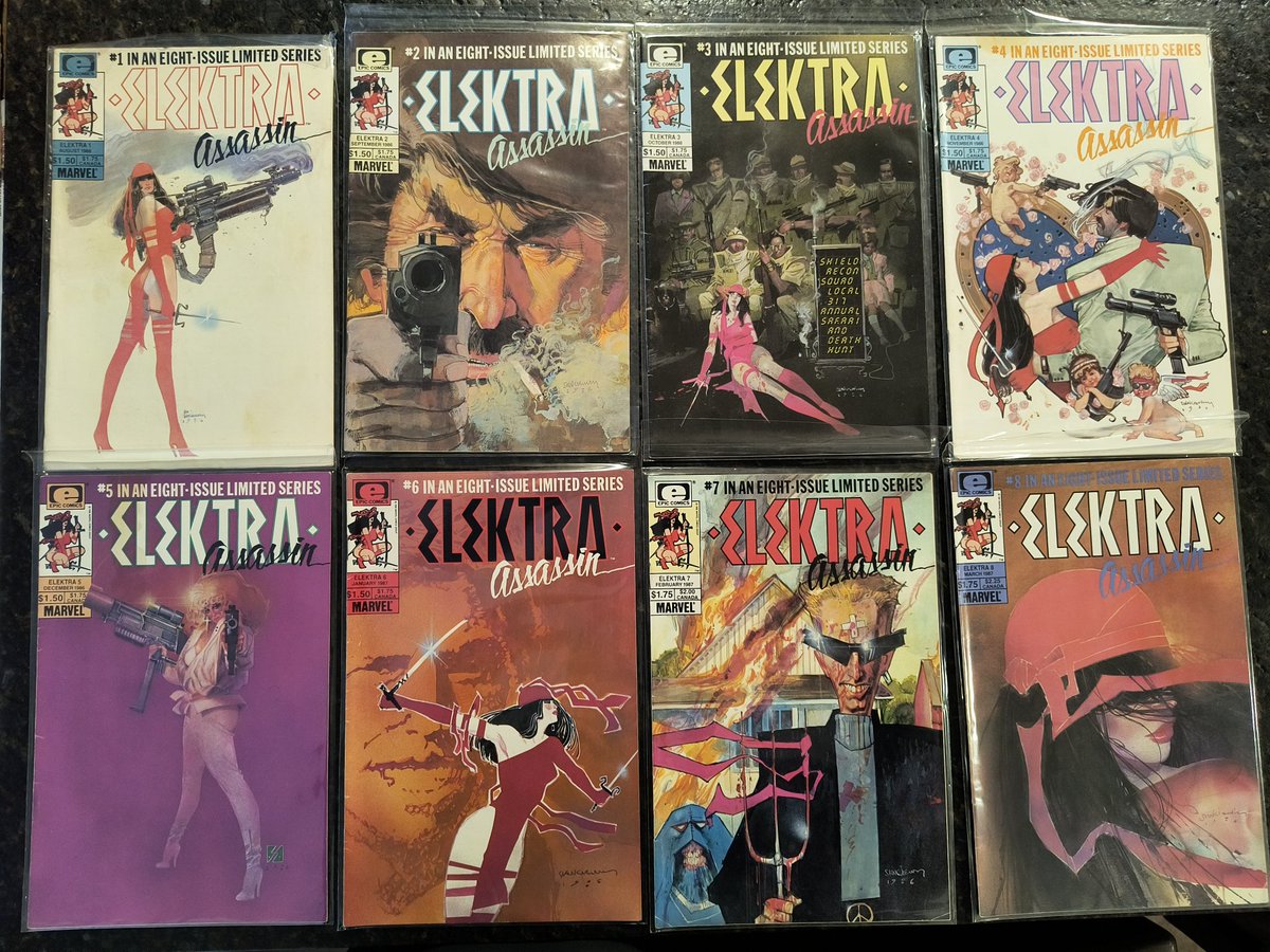 I gave my longboxes of comics to a friend before moving west, 23 years ago.  But I've been evangelizing ELEKTRA: ASSASSIN for years and meant to pickup trade edition at some point. Well, I just found a complete set of the originals for the same price as the current trade edition!