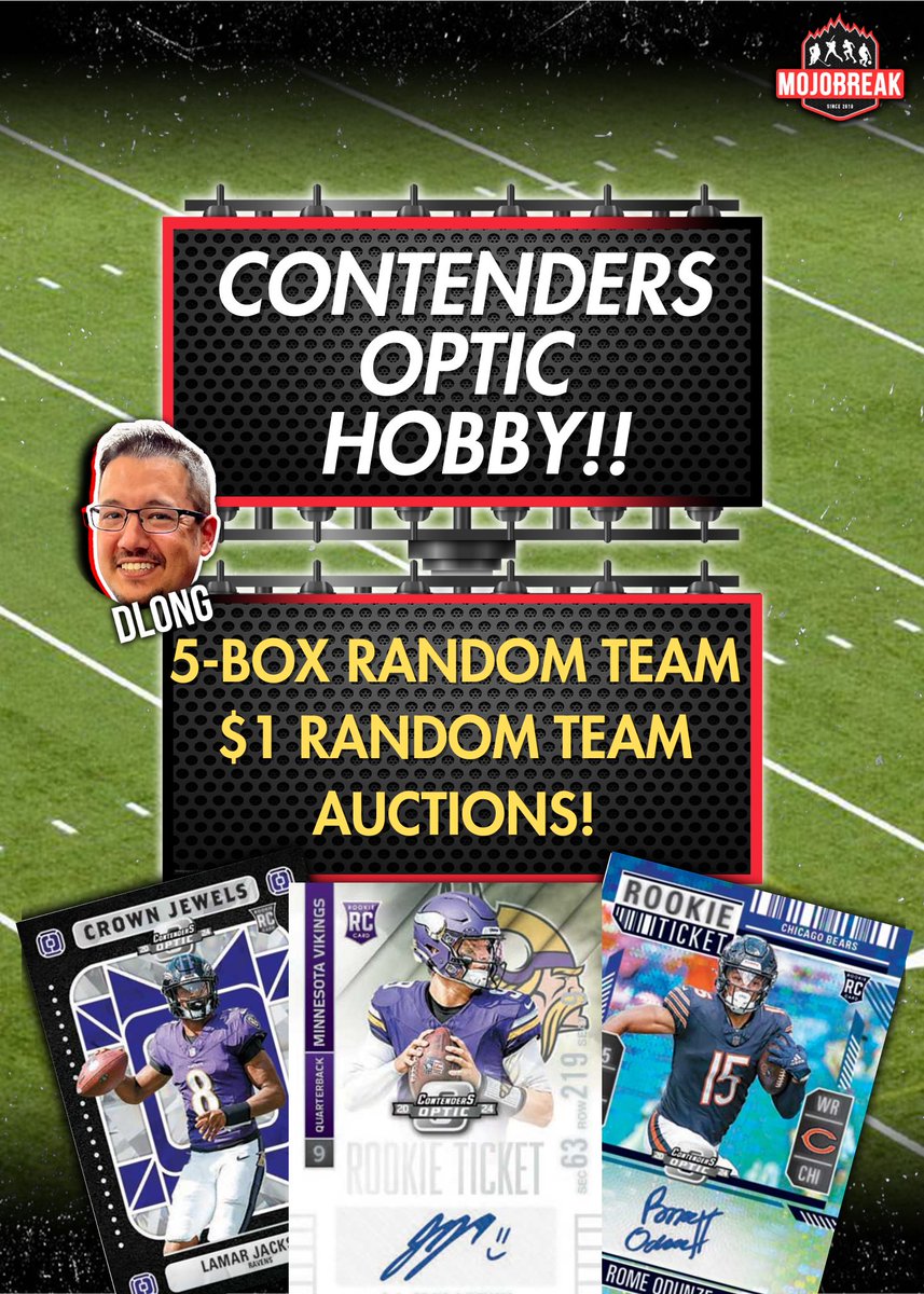 Dave is live with the impressive 2024 NFL ROOKIE CLASS from Contenders Optic Hobby!

J.J. and Caleb Rookie Ticket Autos are live, and Random Team Auctions start at just $1!

Don't miss your chance at these young stars before they go 📈📈📈

fanatics.live/shows/16ddb3e6…