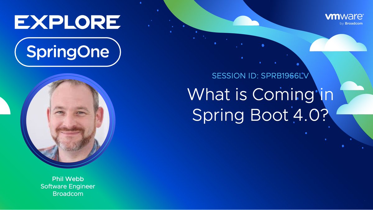 SpringOne (@springone) on Twitter photo Big news for Spring developers! 🎉 <a href="/phillip_webb/">Phil Webb 🍃</a> is set to unveil Spring Boot 4.0 at #SpringOne at #VMwareExplore 2025. Discover planned updates, the "why" behind them, and how to start using Spring Framework 7.0's new Interface Clients today. event.vmware.com/flow/vmware/ex… Big news for Spring developers! 🎉 <a href="/phillip_webb/">Phil Webb 🍃</a> is set to unveil Spring Boot 4.0 at #SpringOne at #VMwareExplore 2025. Discover planned updates, the "why" behind them, and how to start using Spring Framework 7.0's new Interface Clients today. event.vmware.com/flow/vmware/ex…