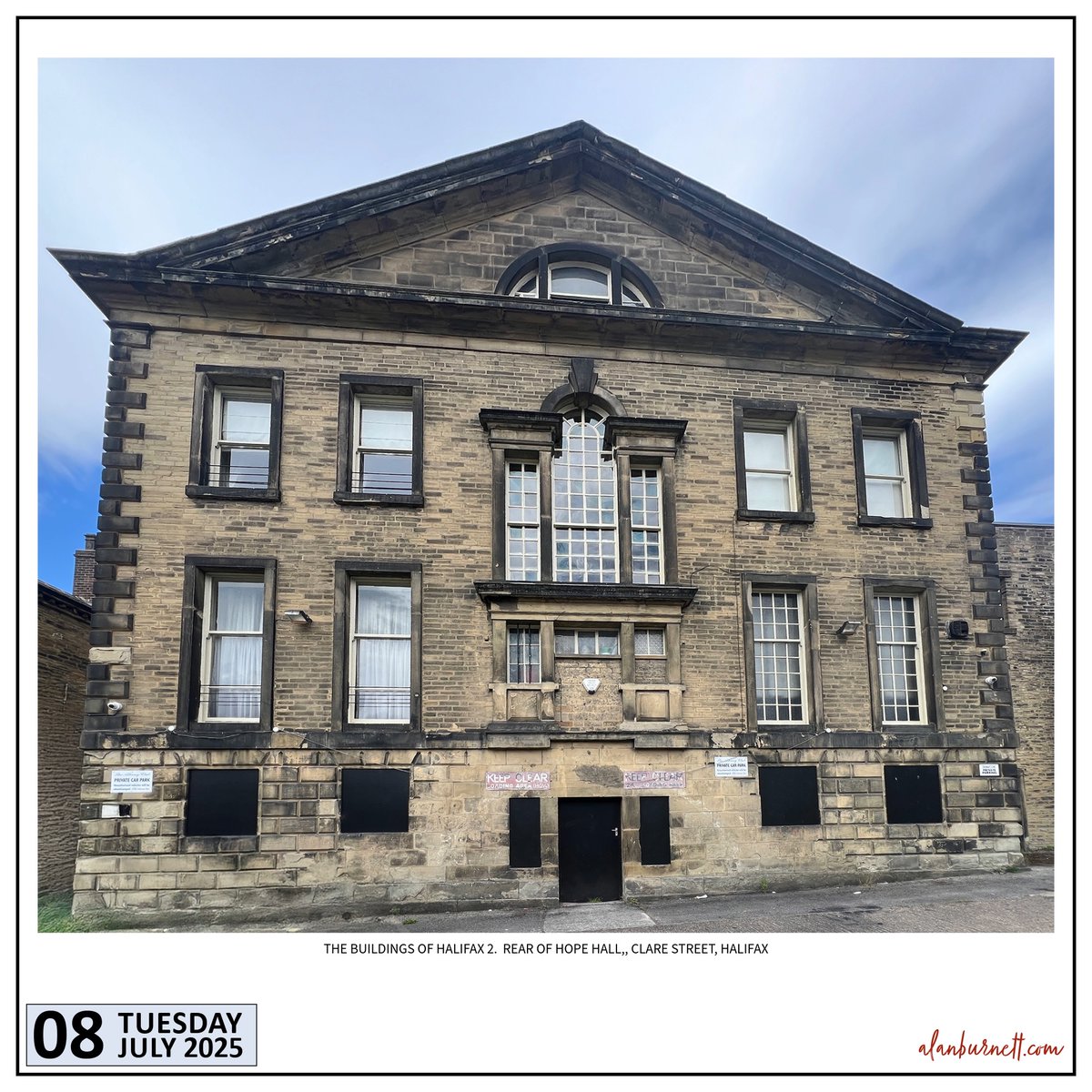 ABFixby's tweet image. The second in my Buildings of Halifax series features Hope Hall, which now occupies a plot between Clare Road and Clare Street. This is a view of what now is the rear of the hall, but back in the eighteenth century, when it was built, it was part of an imposing front elevation.…