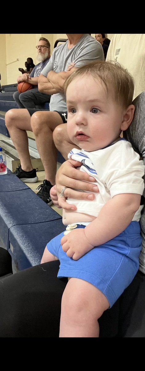 Donny III at his first basketball game supporting Brook Ball Summer League action! 🐏🏀