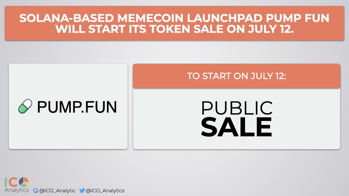 Solana-based memecoin launchpad @pumpdotfun will start its token sale on  July 12. According to @Gate_io website (the announcement is removed atm)  the protocol will offer $PUMP tokens priced at $0.04 at $4B