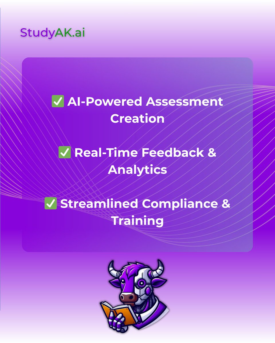 StudyAKai's tweet photo. Create. Deliver. Analyze.
With https://t.co/YTZPaV2iPz, learners build tests, instructors craft assessments fast, and orgs streamline training—all powered by smart AI. Experience flexibility + speed at its finest. Tap in now 👉 https://t.co/Y2ugy9t1eb https://t.co/kqbcavPrUX