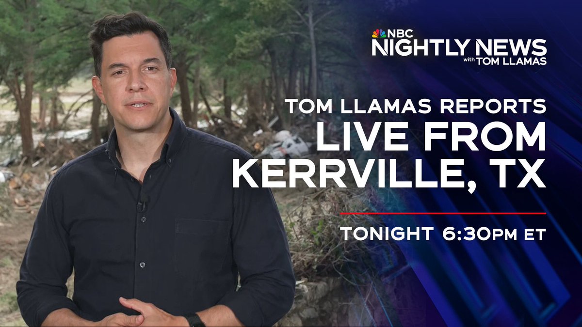 NBCNewsPR's tweet image. Coming up at 6:30 p.m. ET: @LlamasNBC anchors @NBCNightlyNews from Texas.