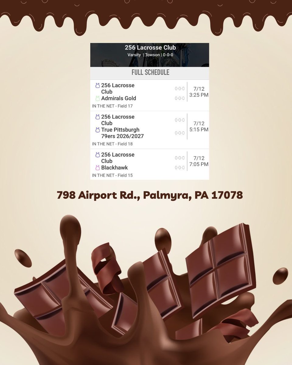 Hershey park here we come😆🍫! One last summer tournament!!  Let’s make it a sweet ending to the season against some great competition!! #256lax #256family #hoganhershey