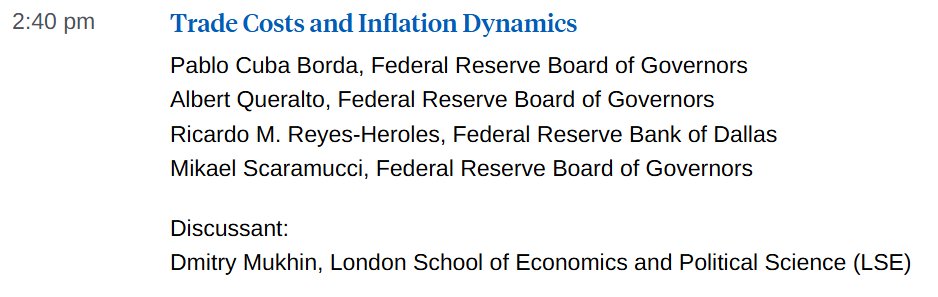 Mike Waugh (@tradewartracker) on Twitter photo Another timely one.
How do changes in trade frictions (like tariffs) affect inflation?
by <a href="/RichRHC/">Ricardo Reyes-Heroles</a> and a team from <a href="/federalreserve/">Federal Reserve</a>
Key finding is that when the tariff hits intermediate goods (which is 40 percent of U.S. imports), inflation is more persistent. Another timely one.
How do changes in trade frictions (like tariffs) affect inflation?
by <a href="/RichRHC/">Ricardo Reyes-Heroles</a> and a team from <a href="/federalreserve/">Federal Reserve</a>
Key finding is that when the tariff hits intermediate goods (which is 40 percent of U.S. imports), inflation is more persistent.