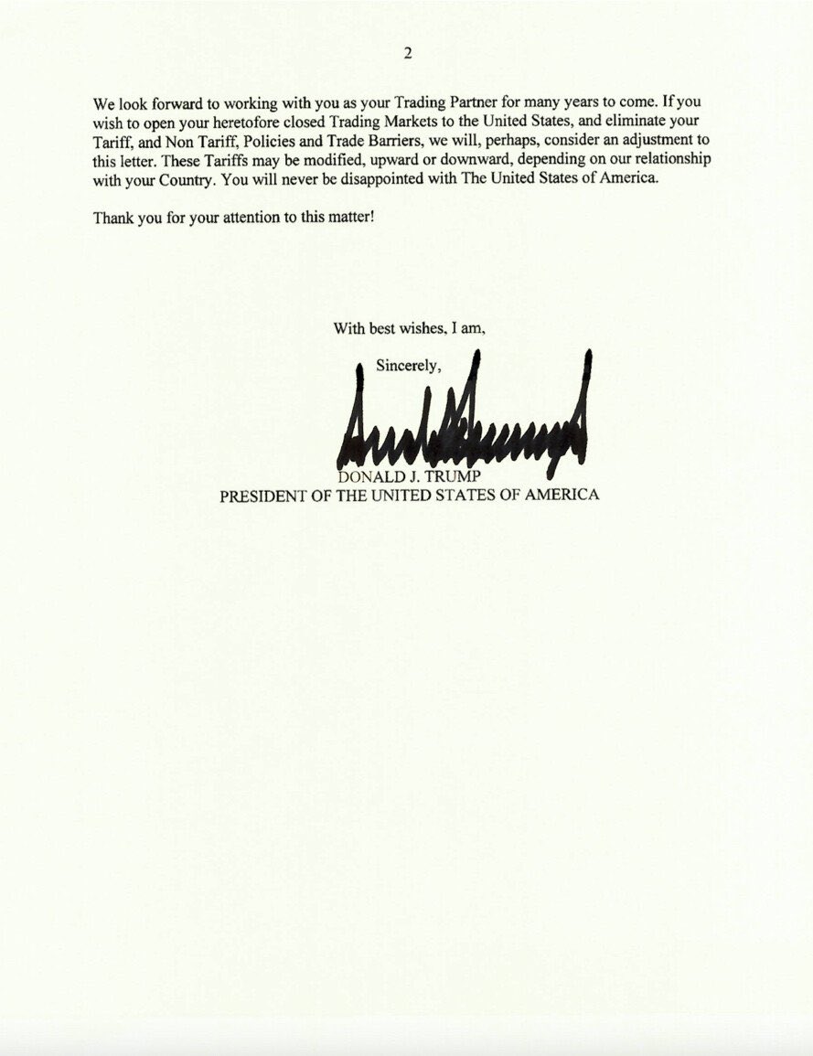 🇺🇸 President Donald J. Trump’s Message to Bangladesh 🇧🇩 

In a letter to Nobel Laureate Dr. Muhammad Yunus, President <a href="/realDonaldTrump/">Donald J. Trump</a> urged Bangladesh to finalize a fair trade deal with the U.S. before new tariffs take effect on August 1, 2025:

“Our relationship has been far