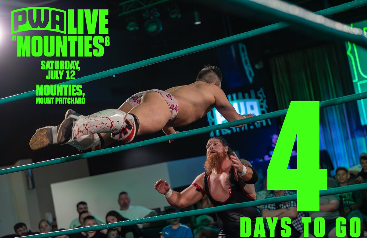 #PWALive Mounties Anniversary is 4 days away!

📍 Mounties, Sydney
👨‍👩‍👧 Family Friendly – All Ages
🕖 Doors: 7:00pm | Bell Time: 7:30pm
🎟️ Tickets: [Link in bio] or tinyurl.com/PWAxMOUNTIES8