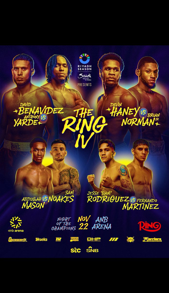 ‼️OFFICIAL‼️

DAVID BENAVIDEZ 
HEADLINES A BIG NIGHT OF HIGH STAKE MATCHUPS‼️
😤😤

#Boxing #BenavidezYarde
🔥🔥🥊🥊🥊