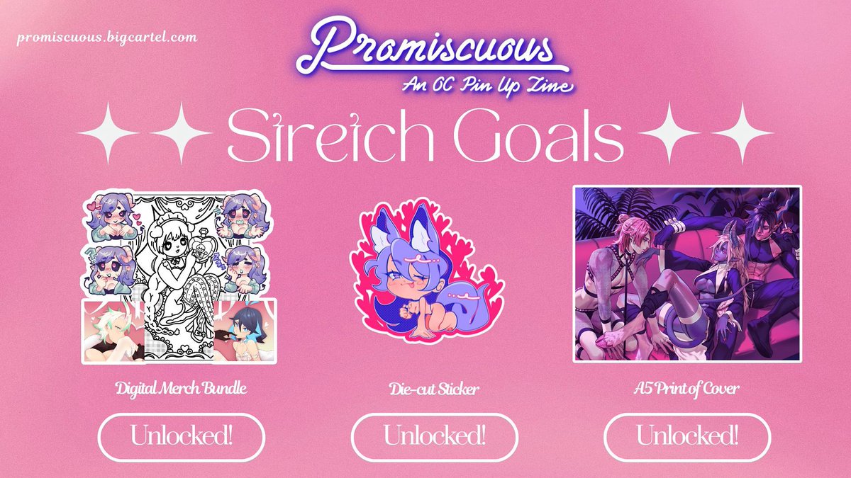 PromiscuousZine's tweet image. ✨👙 FINAL STRETCH GOAL UNLOCKED 👙✨

Every physical order will include a print of the full cover by the talented @solthrys 

Thank you so much for everyone’s support on this project! As a reminder, pre-orders close TONIGHT!!!!!!

🛒 promiscuous.bigcartel.com