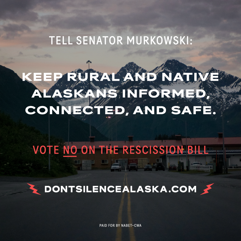 thatwilkinsguy's tweet photo. Even a cheechako knows how critical public media is to Alaska, make sure Senator Murkowski (@lisamurkowski) hasn't forgotten. Tell her to VOTE NO on the Rescission Bill! https://t.co/iOZVS3yJUT

@AKpublicnews  @kbbiam890 @KTOOpubmedia @KRBDRadio @NABETCWA @CWA @CPBmedia @PBS @NPR https://t.co/RTSPgvnWHr