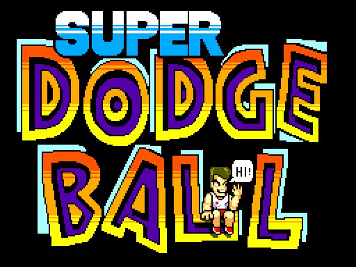 Super Dodge Ball title screen demake for Sega Master System (based on Arcade game, 14 colors).

ROM download:  mediafire.com/file/w0odbn8u4…

#rom #sega #mastersystem #mark3 #demake #8bit #kunio #kuniuokun #dodgeball #superdodgeball #technos