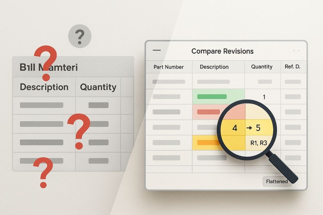 openbom's tweet image. 🆚 BOM comparisons just got smarter. From basic changes to complex structural differences, OpenBOM gives you clarity at every level. 🔍📄

#BOMComparison #EngineeringClarity #ChangeTracking #ManufacturingData #OpenBOM

bit.ly/44yRsXh