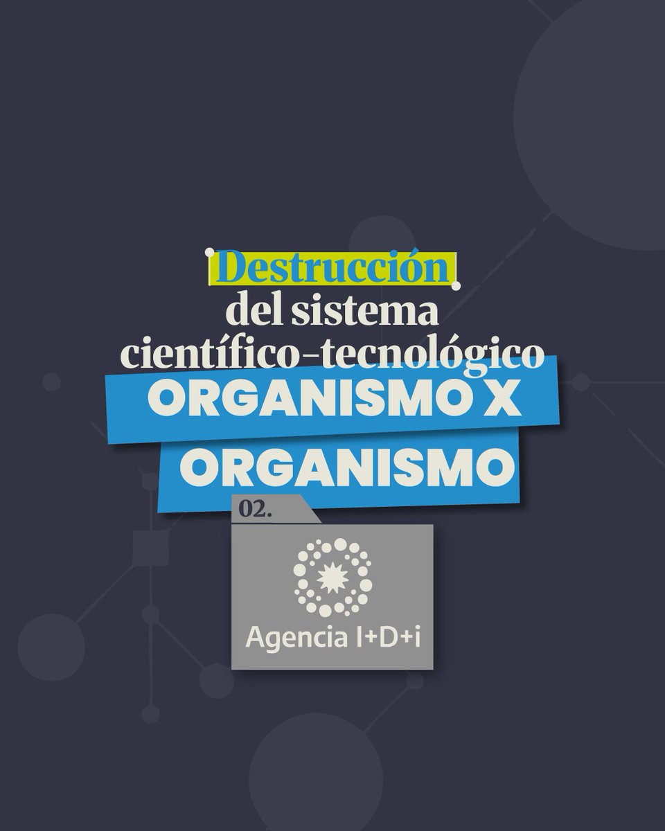 El gobierno nacional busca centralizar las decisiones y terminar con la autonomía de distintos organismos estratégicos.

En este hilo abordamos la situación de Agencia I+D+i (Agencia de Promoción de la Investigación Científica, el Desarrollo Tecnológico y la Innovación).