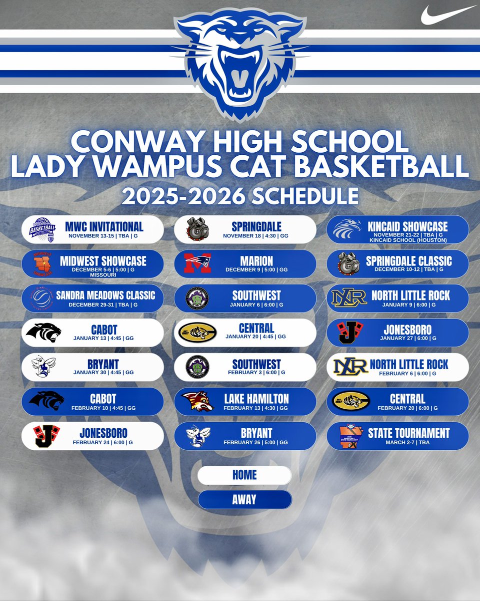Lady Wampus Cats Basketball (@ladywampuscats) on Twitter photo π₯ Excited for theβ25-β26 Season!π₯
Weβre pumped to add some elite events to our schedule:
π Kincaid Showcase β Houston, TX
π Midwest Showcase β Missouri
π Springdale Invitational β Arkansas
And weβre just as excited to run it back at some of our favorite stops:
π Lady Cat π₯ Excited for theβ25-β26 Season!π₯
Weβre pumped to add some elite events to our schedule:
π Kincaid Showcase β Houston, TX
π Midwest Showcase β Missouri
π Springdale Invitational β Arkansas
And weβre just as excited to run it back at some of our favorite stops:
π Lady Cat