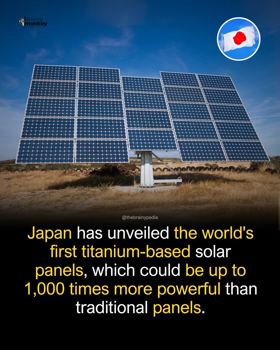 ProfitRecode's tweet image. Japan has just unveiled a revolutionary advancement in solar technology that could dramatically reshape the future of renewable energy. According to Earth dot com, researchers at the University of Tokyo developed the panel using titanium dioxide and selenium, which dramatically…