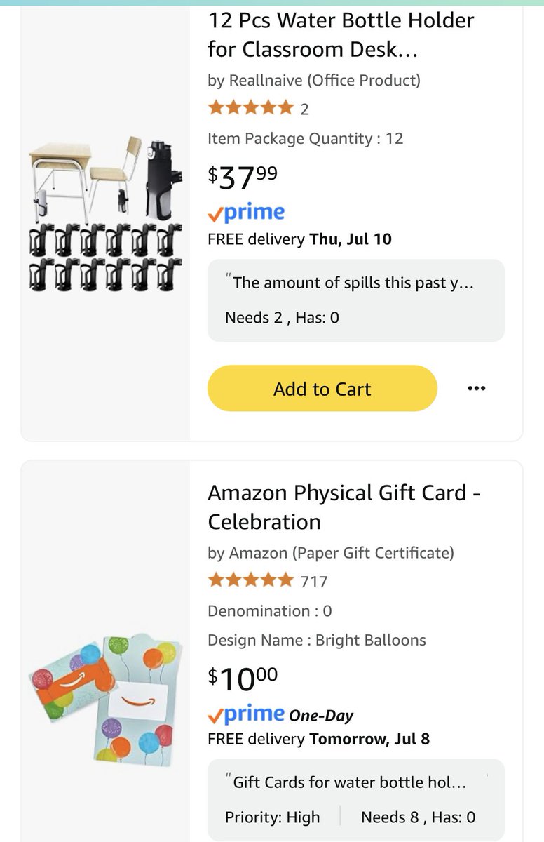 Laura_Rest23's tweet image. Anyone want to #HelpATeacher #clearthelist? I just added $10 balloon gift cards. I’m calling them Balloons for Bottle Holders. I understand that 1 set of 12 is $40 so I added 8 $10 gift cards to hopefully find some donors to help. Please repost!