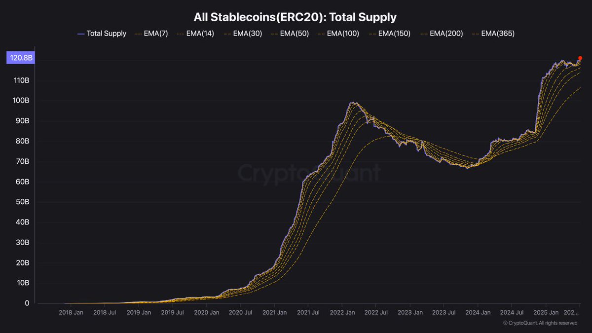 ERC-20 스테이블코인 공급량, 사상 최고치 기록