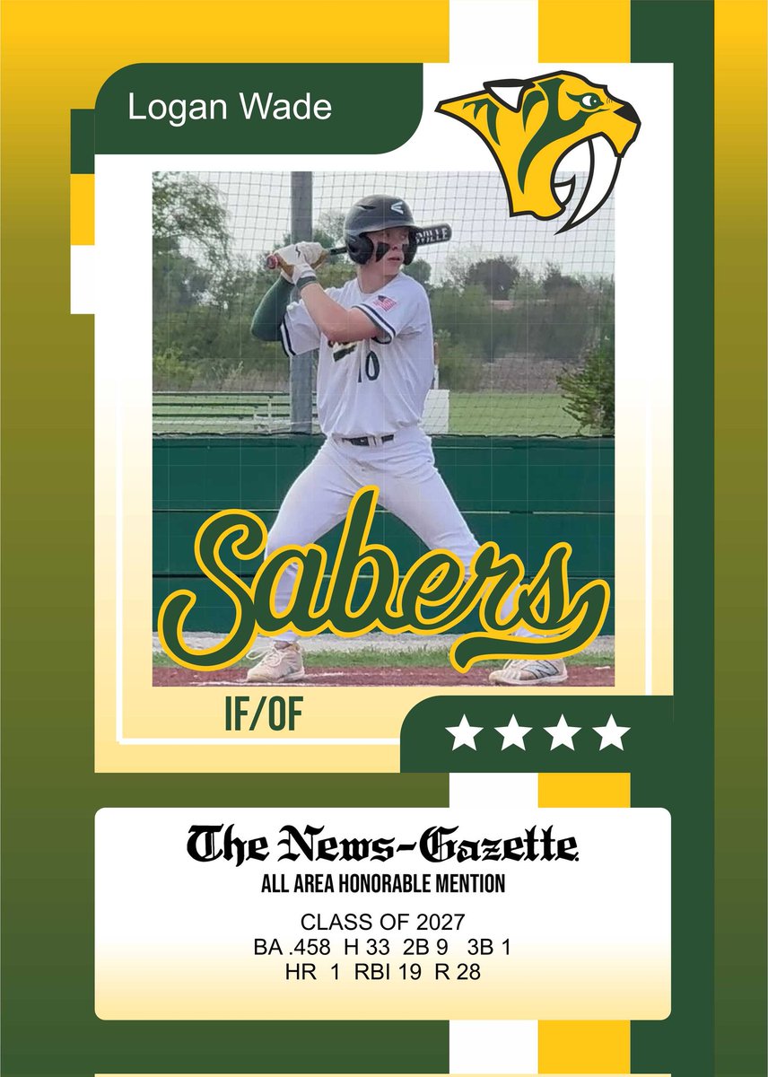 Congrats to  <a href="/loganwade2027/">Logan Wade</a> on being names honorable mention all area.

<a href="/STMoreAD/">Sabers Athletics</a>