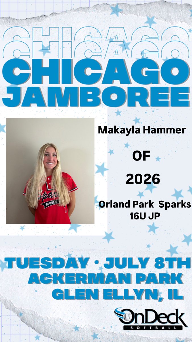makayla hammer (@makaylahammer12) on Twitter photo I am so excited to be able to participate in the Chicago Jamboree tomorrow! Thank you <a href="/ODM_Testing/">ODM® Testing</a> for the invite! <a href="/Sparks16uJP/">Sparks16u JP</a> <a href="/joe_tholl/">Sparks 18U Premier</a> <a href="/UofL_CoachHolly/">Holly Aprile</a> <a href="/Utah_Softball/">Utah Softball</a> <a href="/TyraPerry13/">Tyra Perry</a> <a href="/LUCCoachAbbott/">Alicia Abbott</a> <a href="/BadgerSoftball/">Wisconsin Softball</a> <a href="/PurdueSoftball/">Purdue Softball</a> <a href="/ShoMcDonald/">Sharonda McDonald</a> <a href="/coachmegsmith/">Megan Smith Lyon</a> <a href="/UKCoachLawson/">Rachel Lawson</a> I am so excited to be able to participate in the Chicago Jamboree tomorrow! Thank you <a href="/ODM_Testing/">ODM® Testing</a> for the invite! <a href="/Sparks16uJP/">Sparks16u JP</a> <a href="/joe_tholl/">Sparks 18U Premier</a> <a href="/UofL_CoachHolly/">Holly Aprile</a> <a href="/Utah_Softball/">Utah Softball</a> <a href="/TyraPerry13/">Tyra Perry</a> <a href="/LUCCoachAbbott/">Alicia Abbott</a> <a href="/BadgerSoftball/">Wisconsin Softball</a> <a href="/PurdueSoftball/">Purdue Softball</a> <a href="/ShoMcDonald/">Sharonda McDonald</a> <a href="/coachmegsmith/">Megan Smith Lyon</a> <a href="/UKCoachLawson/">Rachel Lawson</a>