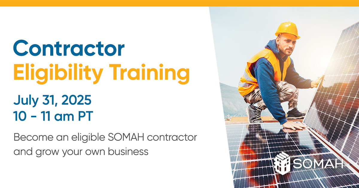 SOMAH Program (@calsomah) on Twitter photo ๐ฑ Grow your #solarbusiness and start generating more leads.
#CalSOMAH eligible contractors can apply for solar incentives, win solar project bids and easily find SOMAH eligible properties in their area.
๐Learn more at our free webinar on 7/31: bit.ly/46qap0L ๐ฑ Grow your #solarbusiness and start generating more leads.
#CalSOMAH eligible contractors can apply for solar incentives, win solar project bids and easily find SOMAH eligible properties in their area.
๐Learn more at our free webinar on 7/31: bit.ly/46qap0L