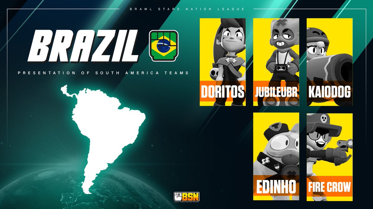 BSN: Brawl Stars Nations League (@brawlpseries) on Twitter photo 🇧🇷 <a href="/SelBrasil_BS/">Seleção Brasileira BS</a> - Here comes the Joga Bonito!
🔸 <a href="/Doritos_BS/">Doritos</a>
🔸 <a href="/JubileuBs69/">Jubileubr</a>
🔸 <a href="/LOUD_KaioDog/">LOUD KaioDog</a>
🔸 <a href="/LOUD_Edinho/">LOUD Edinho</a>
🔸 <a href="/LOUD_FireCrow/">LOUD FireCrow</a>
The verde-amarela squad is on a mission to reclaim the crown 💚💛 🇧🇷 <a href="/SelBrasil_BS/">Seleção Brasileira BS</a> - Here comes the Joga Bonito!
🔸 <a href="/Doritos_BS/">Doritos</a>
🔸 <a href="/JubileuBs69/">Jubileubr</a>
🔸 <a href="/LOUD_KaioDog/">LOUD KaioDog</a>
🔸 <a href="/LOUD_Edinho/">LOUD Edinho</a>
🔸 <a href="/LOUD_FireCrow/">LOUD FireCrow</a>
The verde-amarela squad is on a mission to reclaim the crown 💚💛