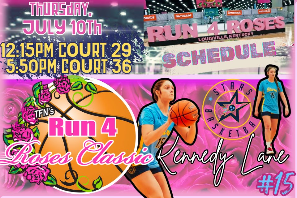 Kennedy Lane (@kennedylane15) on Twitter photo Just a few days away from playing in my very last #Run4roses tournament! Coaches come watch me and my <a href="/StarsNash_GBB/">STARS HS GBB</a> teammates out!
Here’s my day 1 schedule! <a href="/alyxwhite_/">Alyx White</a> <a href="/riseupsports1/">Rise Up Sports Media</a> <a href="/PGHAkeem/">Akeem Webb</a> <a href="/DCHSLadyPanther/">DCHS Lady Panther Basketball</a> Just a few days away from playing in my very last #Run4roses tournament! Coaches come watch me and my <a href="/StarsNash_GBB/">STARS HS GBB</a> teammates out!
Here’s my day 1 schedule! <a href="/alyxwhite_/">Alyx White</a> <a href="/riseupsports1/">Rise Up Sports Media</a> <a href="/PGHAkeem/">Akeem Webb</a> <a href="/DCHSLadyPanther/">DCHS Lady Panther Basketball</a>