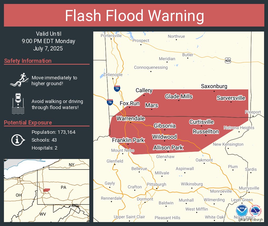 Flash Flood Warning including Allison Park PA, Franklin Park PA and  Fox Run PA until 9:00 PM EDT