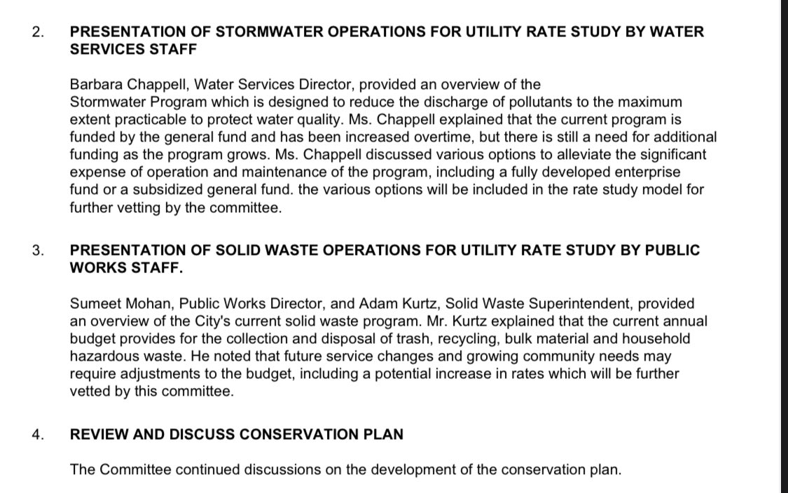 At the latest Goodyear Citizens Water Advisory Committee meeting, a draft meeting minutes document shows city staff presented utility rate study updates strongly suggesting potential rate increases are likely ahead:
•Stormwater Operations: Water Services Director Barbara