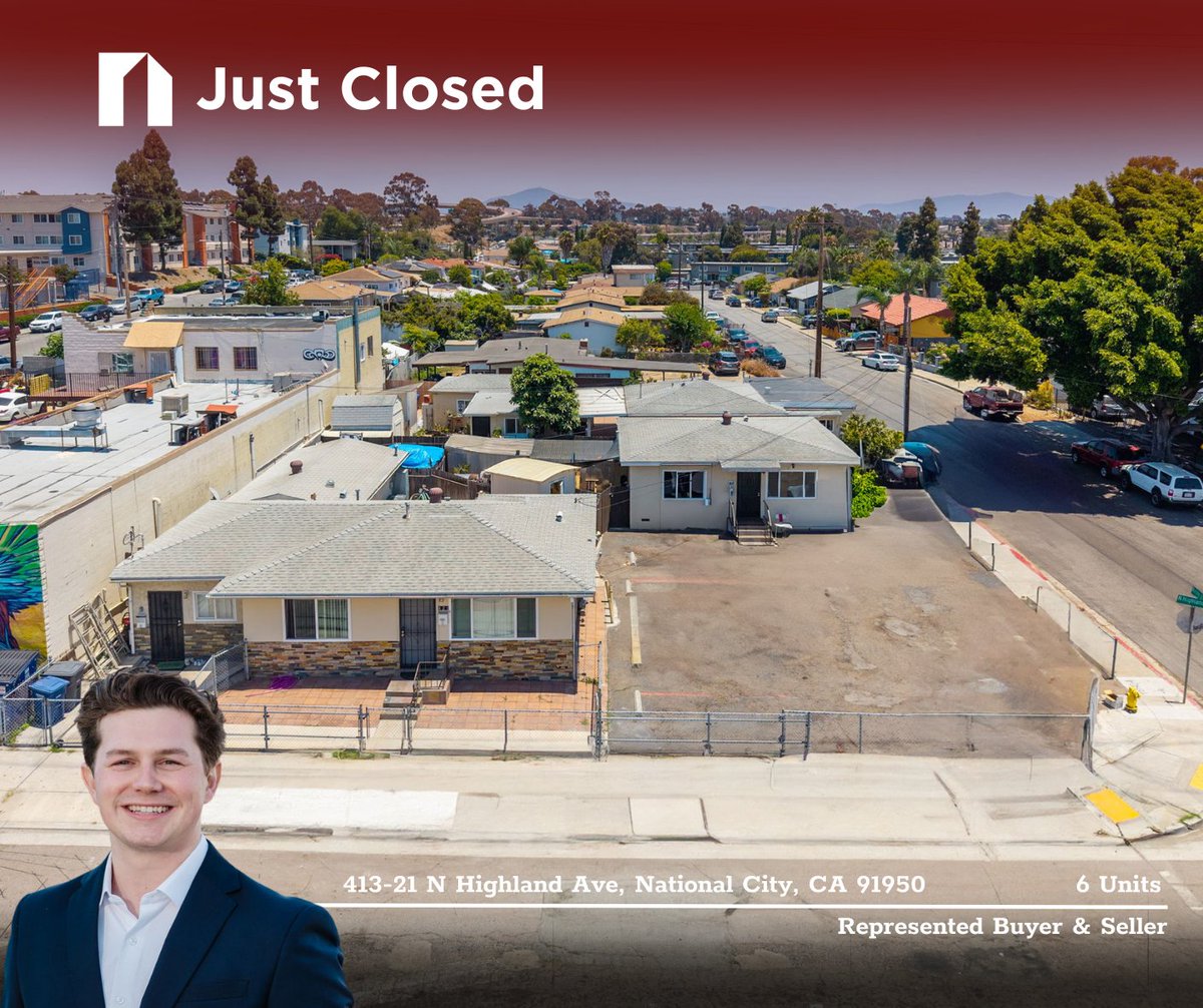 jasonjosephlee's tweet image. 6 Unit Closed Off Market in National City!

Unit Mix:
• 4 x 2 Bed / 1 Bath
• 2 x 1 Bed / 1 Bath (unpermitted)

Kyle represented both the buyer and the seller, navigating a delicate timeline where the seller was completing a 1031 exchange into a DST, while the buyer was…