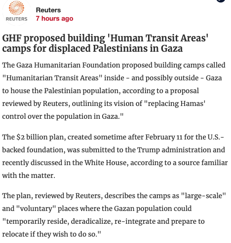 ⭕️ #Gaza : ce nest ni plus ni moins que la construction d'un camp de concentration qui est au cœur des négociations #Trump-#Netanyahou