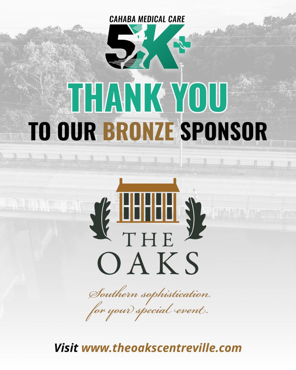 CahabaMedical's tweet photo. 🌳 Sponsor Spotlight! 🌳

Thank you to The Oaks, our Bronze Sponsor for the Cahaba 5K! 

#CahabaMedicalCare #CahabaCares #Cahaba5K #Alabama #RunAlabama #NonProfit https://t.co/8CGioKZJLV