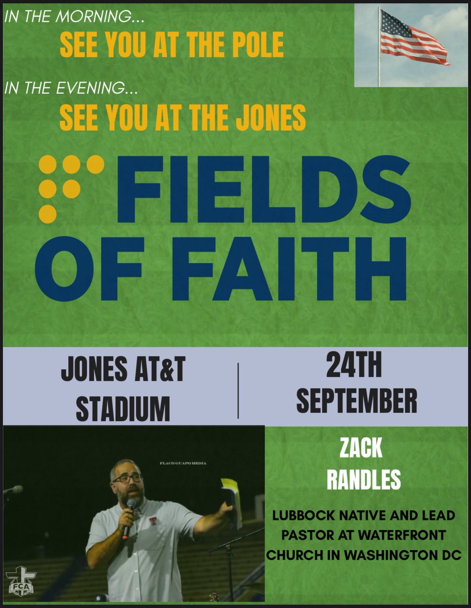 robcortezlive's tweet photo. Excited for this event this year and to see and hear from my good friend, Zack Randles! #FieldsofFaith @SouthPlainsFCA https://t.co/BQUvm45yfT