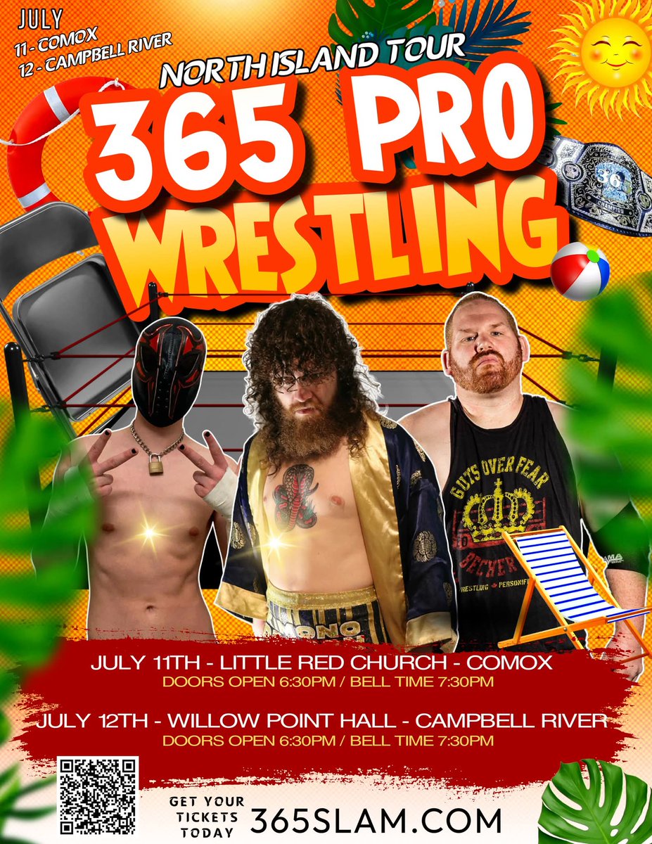 ProWrestlingHub (@prowrestlehub) on Twitter photo It's a North Island Takeover for <a href="/365pw/">365 Pro Wrestling</a> this weekend!
COMOX
π
Fri. July 11
π 7:30pm
π Little Red Church
π ticketscandy.com/e/july-11th-coβ¦
CAMPBELL RIVER
π
Sat, July 12
π 7:30pm
π Willow Point Hall
π ticketscandy.com/e/july-12th-caβ¦
#SupportIndyWrestling #prowrestling #pnwwrestling It's a North Island Takeover for <a href="/365pw/">365 Pro Wrestling</a> this weekend!
COMOX
π
Fri. July 11
π 7:30pm
π Little Red Church
π ticketscandy.com/e/july-11th-coβ¦
CAMPBELL RIVER
π
Sat, July 12
π 7:30pm
π Willow Point Hall
π ticketscandy.com/e/july-12th-caβ¦
#SupportIndyWrestling #prowrestling #pnwwrestling