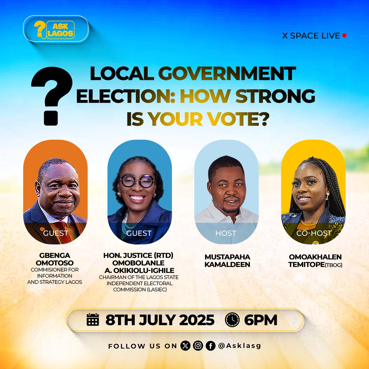 Join us, lets have this conversation as we look forward to the Local Government Election coming up on Saturday in Lagos.....