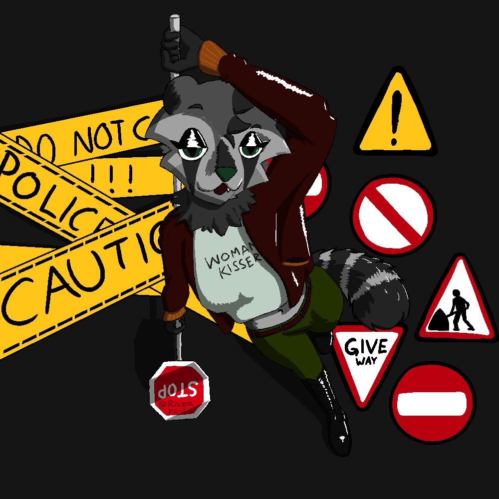 RazakoiI's tweet photo. Attack no. 5! - Roadside Raccoon
#artfight #artfight2025 https://t.co/Nr1HbN3pQp