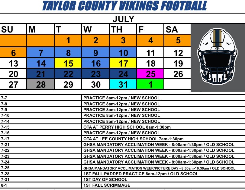 July Schedule ❗️

**All Student Athletes be sure to have this saved **