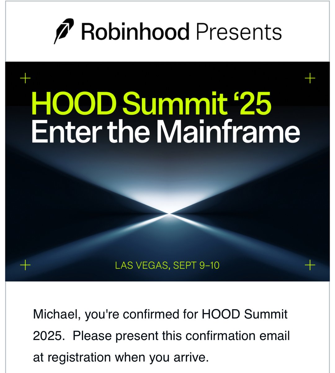 MacGillivrayCPA's tweet image. Excited to receive an invite to the 2025 $HOOD Summit in Las Vegas
Thank you, @RobinhoodApp for the opportunity to learn from and network with the brightest minds shaping the future of investing. I’m excited to swap insights and explore upcoming platform innovations. See you…