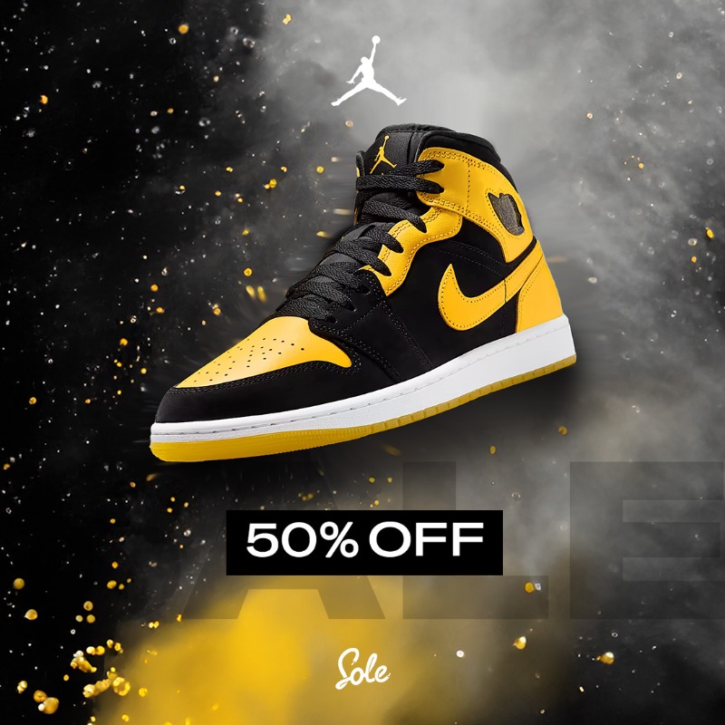 thesolesupplier's tweet photo. Now 50% off - Be quick to shop the Air Jordan 1 Mid New Love, sizes will sell out FAST! 💸