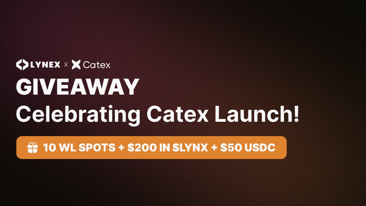 🚨 Giveaway alert!
We’re celebrating the upcoming <a href="/Catex_Fi/">Catex</a> IDO with a juicy giveaway:

🎟️ 10 WL spots to mint a CATEX-0 NFT — unlock IDO access + bonus rewards
🧡 $200 in $LYNX
💵 $50 in USDC
🎉 10 winners!

To enter:
✅ Follow <a href="/LynexFi/">Lynex</a> &amp; <a href="/Catex_Fi/">Catex</a>
❤️ Like + RT
👥 Tag 2 frens
