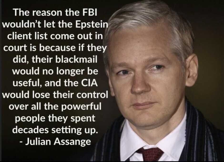 <a href="/bennyjohnson/">Benny Johnson</a> <a href="/MikeBenzCyber/">Mike Benz</a> Julian Assange said it best: releasing the list would spoil the blackmail op, and none of these powerful people would be controllable anymore.

It would literally defeat the purpose.