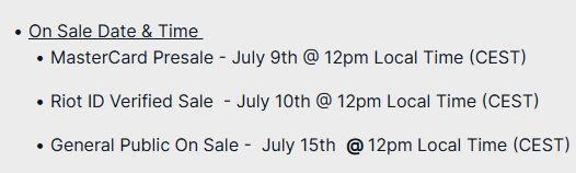 Btw don't stress if you don't have the verification, Riot will be releasing the ticket sales in waves.

Meaning that there are definitely more seats being kept away until July 15th.