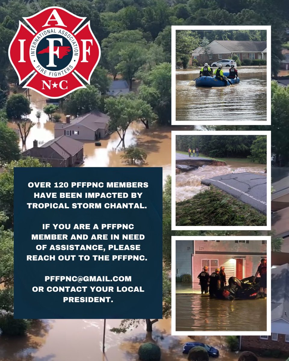 We continue to monitor the devastating flooding in Central NC. Over 120 PFFPNC members have been impacted by Tropical Storm Chantal.  Flooding at this magnitude has surpassed Hurricane Fran’s 1996 record, with the river cresting at 25.36 feet. For assistance contact <a href="/PFFPNC/">PFFPNC</a>