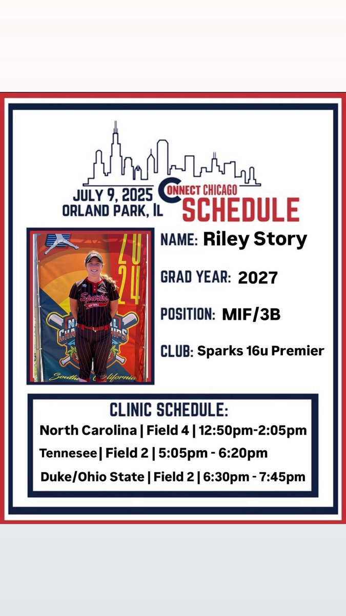 Can’t wait for the <a href="/DDSBandEvents/">Diamond Direction</a> Connect Camp this week here in Orland Park! 🧨🧨
<a href="/Sparks16uJP/">Sparks16u JP</a> <a href="/SparksPremier/">Jill Harvey - Sparks Premier</a> <a href="/coachmegsmith/">Megan Smith Lyon</a> <a href="/Maddie_Holub/">Maddie Holub</a> <a href="/KarenWeekly/">Karen Weekly</a> <a href="/Coach_SniderSB/">Craig Snider 🍊</a> <a href="/SLSanders20/">Stephanie Sanders</a> <a href="/DukeCoachYoung/">Marissa Young</a>  <a href="/Coach2K_OSU/">Kirin Kumar</a> <a href="/Coach_mcGuem/">Matthew Guemmer</a>