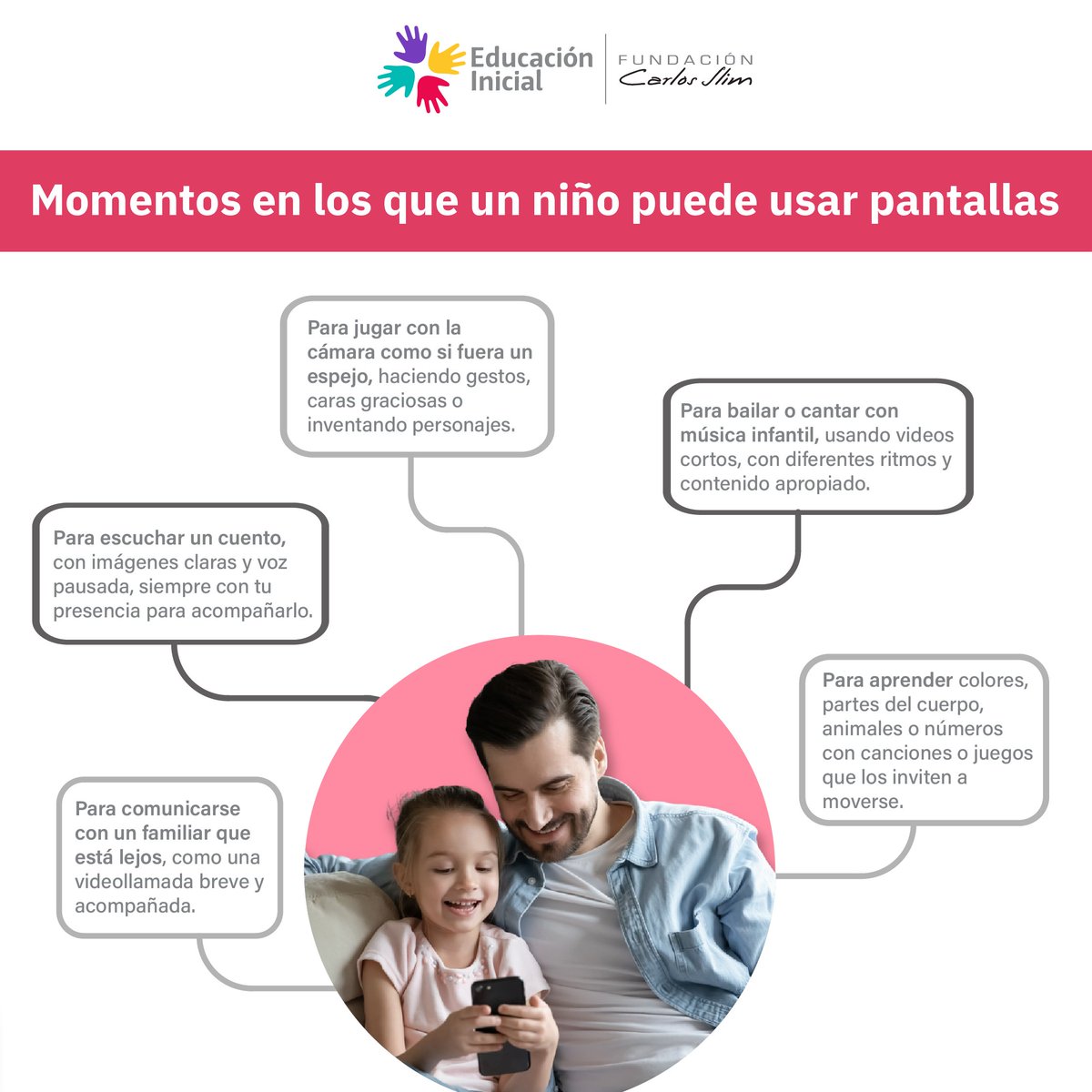 EduInicialFCS's tweet image. 👶🏽 ¿Pantallas sí o no?
La clave está en cómo, cuánto y con quién.
📱 Acompañar a los niños cambia el impacto de la tecnología.
#PantallasConCriterio #NiñezDigital
#EducaciónInicial #FundaciónCarlosSlim