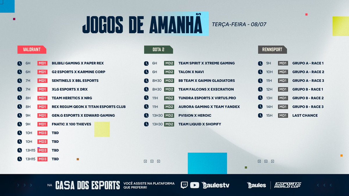 As 3 modalides que começam amanhã no EWC, Tribo!